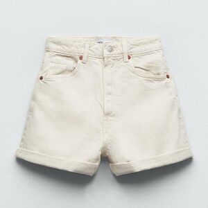 Zara Ecru Denim Shorts